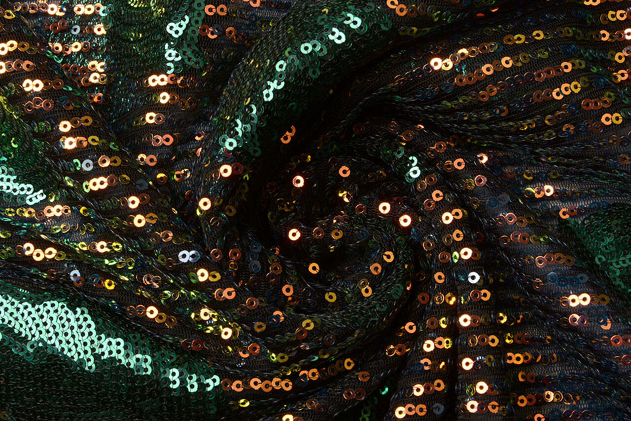 Sequins on Mesh Feather Green Sequins on Mesh Feather Green