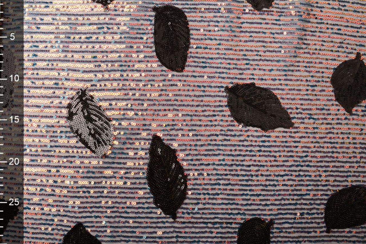 Sequins on Mesh Feather Black