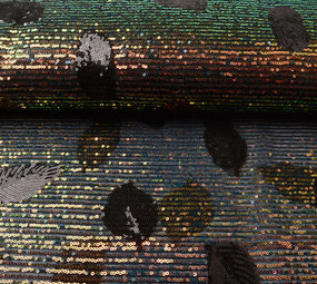 Sequins on Mesh Feather Black