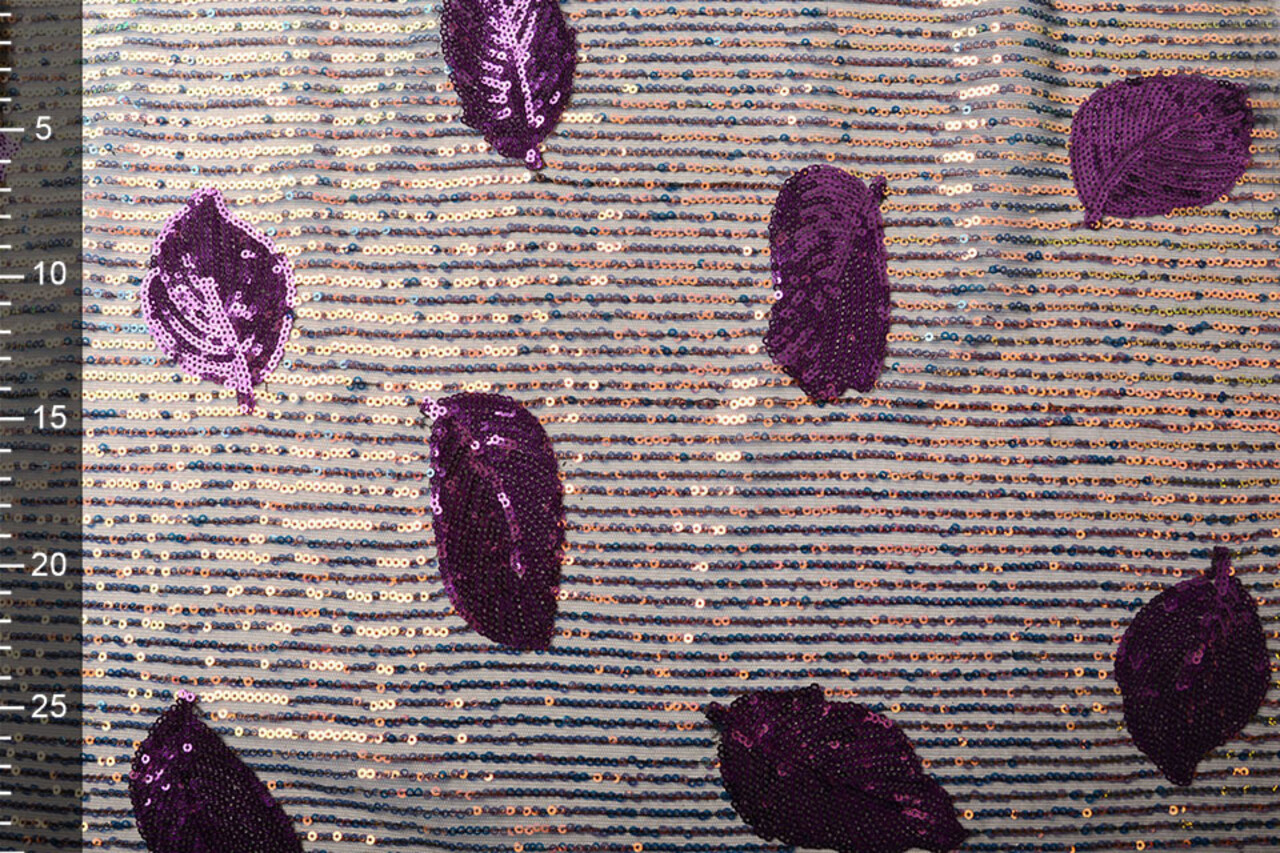 Sequins on Mesh Feather Purple