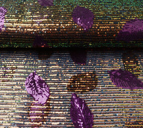 Paillettes su Mesh Piume Viola Paillettes su Mesh Piume Viola