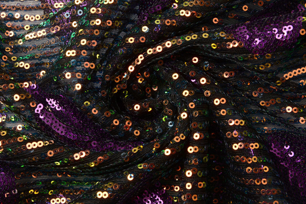 Sequins on Mesh Feather Purple