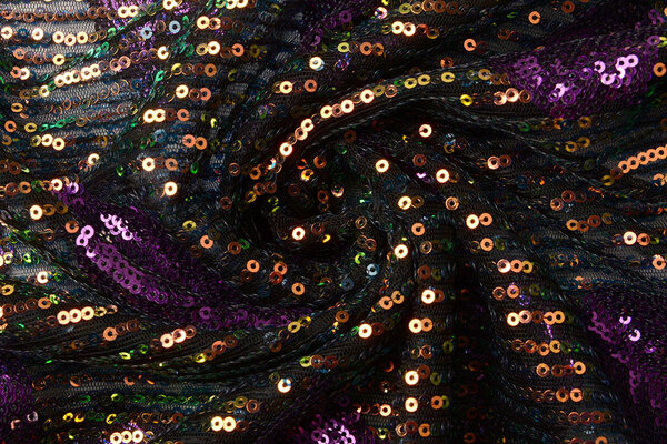 Paillettes su Mesh Piume Viola