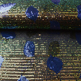 Paillettes sur Résille Plumes Bleu