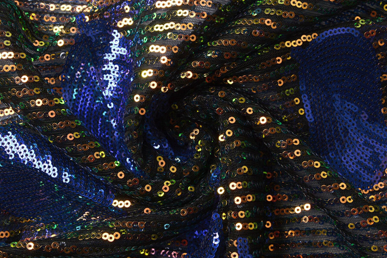 Sequins on Mesh Feather Blue