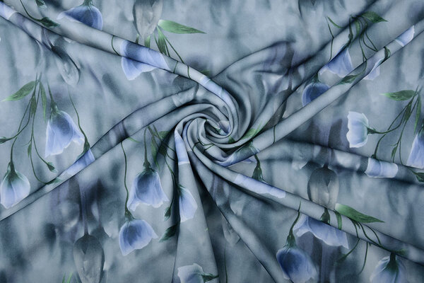 Scuba Crepe Bedruckt Blau Mohn Blau
