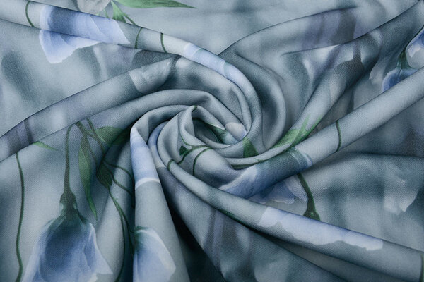 Scuba Crepe Printed Blue Poppy Blue