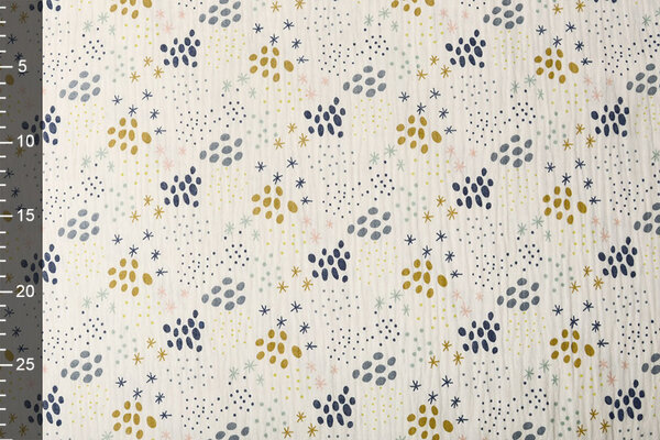 Oeko-Tex®  Hydrofiel Stof Stippen en Sterren Creme Oeko-Tex®  Hydrofiel Stof Stippen en Sterren Creme