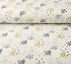 Oeko-Tex®  Double Gauze Fabric Dots and Stars Creme
