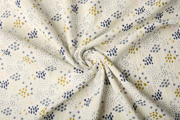 Oeko-Tex®  Double Gauze Fabric Dots and Stars Creme