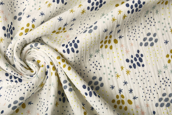 Oeko-Tex®  Double Gauze Fabric Dots and Stars Creme