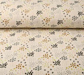 Oeko-Tex®  Hydrofiel Stof Stippen en Sterren Naturel Oeko-Tex®  Hydrofiel Stof Stippen en Sterren Naturel