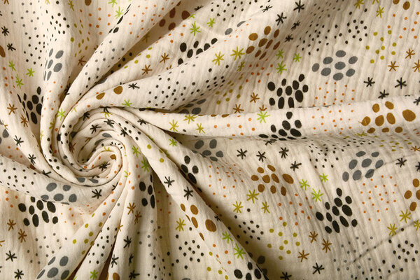 Oeko-Tex®  Hydrofiel Stof Stippen en Sterren Naturel Oeko-Tex®  Hydrofiel Stof Stippen en Sterren Naturel
