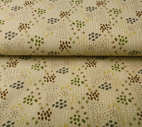 Oeko-Tex®  Baumwoll Musselin Stoff Punkte und Sterne Sand Oeko-Tex®  Baumwoll Musselin Stoff Punkte und Sterne Sand