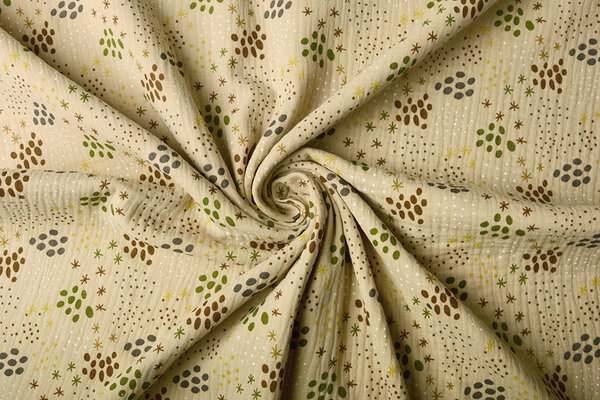 Oeko-Tex® Coton Double Gaze Tissu Pois en Étoiles Sable Oeko-Tex® Coton Double Gaze Tissu Pois en Étoiles Sable