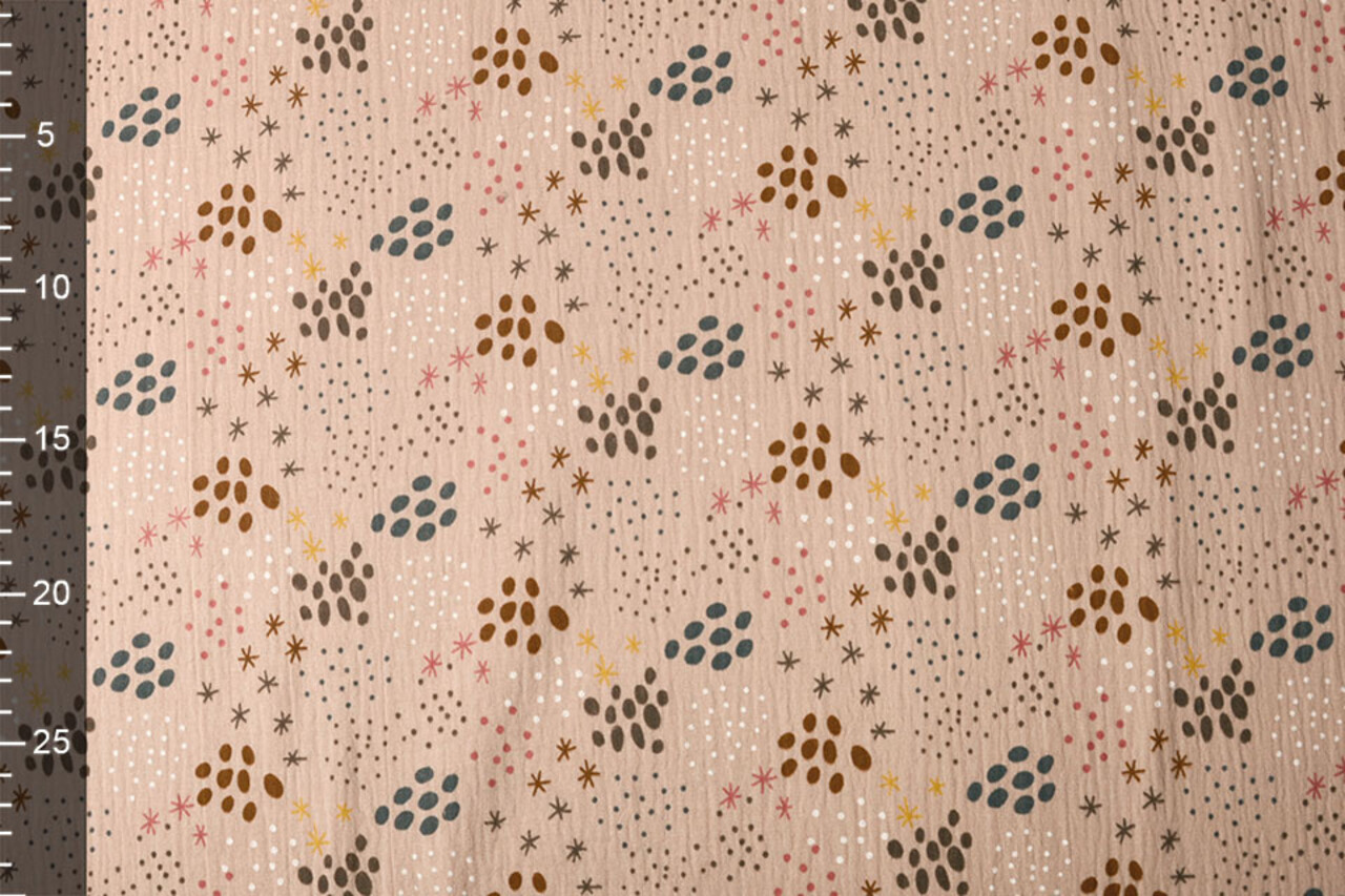 Oeko-Tex®  Hydrofiel Stof Stippen en Sterren Poeder Roze Oeko-Tex®  Hydrofiel Stof Stippen en Sterren Poeder Roze