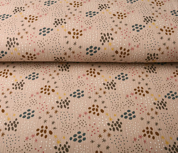 Oeko-Tex®  Double Gauze Fabric Dots and Stars Powder Pink