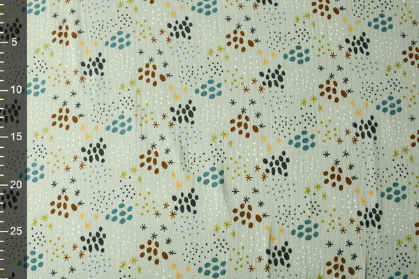 Oeko-Tex®  Double Gauze Fabric Dots and Stars Light Old Green