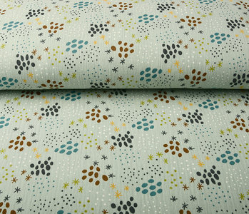 Oeko-Tex®  Double Gauze Fabric Dots and Stars Light Old Green