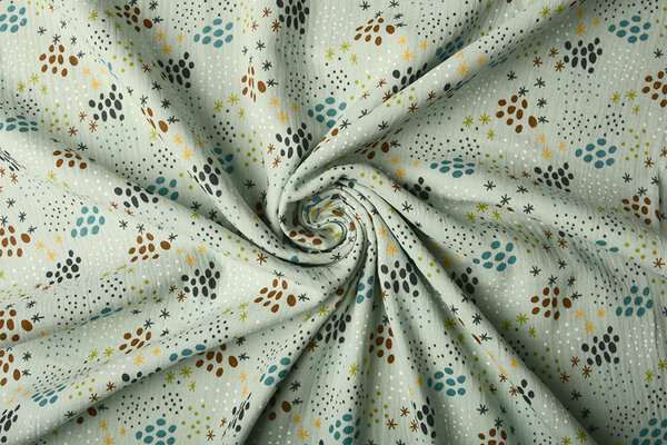 Oeko-Tex®  Muselina Lunares y Estrellas Verde Antiguo Claro