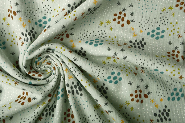 Oeko-Tex®  Double Gauze Fabric Dots and Stars Light Old Green
