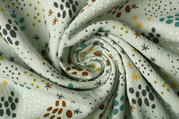 Oeko-Tex®  Double Gauze Fabric Dots and Stars Light Old Green