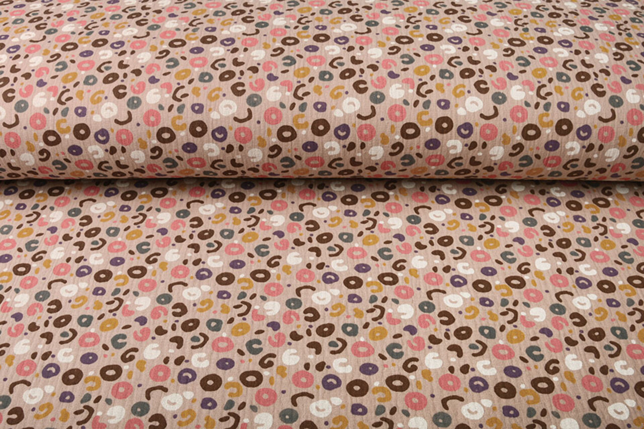 Oeko-Tex® Tessuto di Mussola Leopardo Rosa Cipria Oeko-Tex® Tessuto di Mussola Leopardo Rosa Cipria