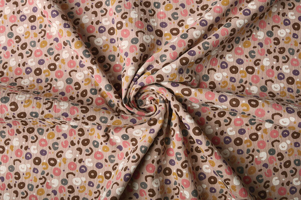 Oeko-Tex® Tessuto di Mussola Leopardo Rosa Cipria Oeko-Tex® Tessuto di Mussola Leopardo Rosa Cipria