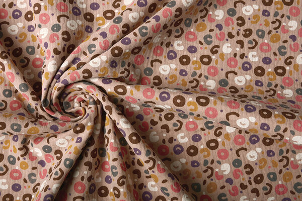 Oeko-Tex® Tela de Muselina Leopardo Rosa Empolvado Oeko-Tex® Tela de Muselina Leopardo Rosa Empolvado