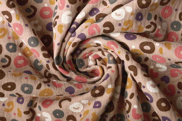 Oeko-Tex® Tela de Muselina Leopardo Rosa Empolvado Oeko-Tex® Tela de Muselina Leopardo Rosa Empolvado