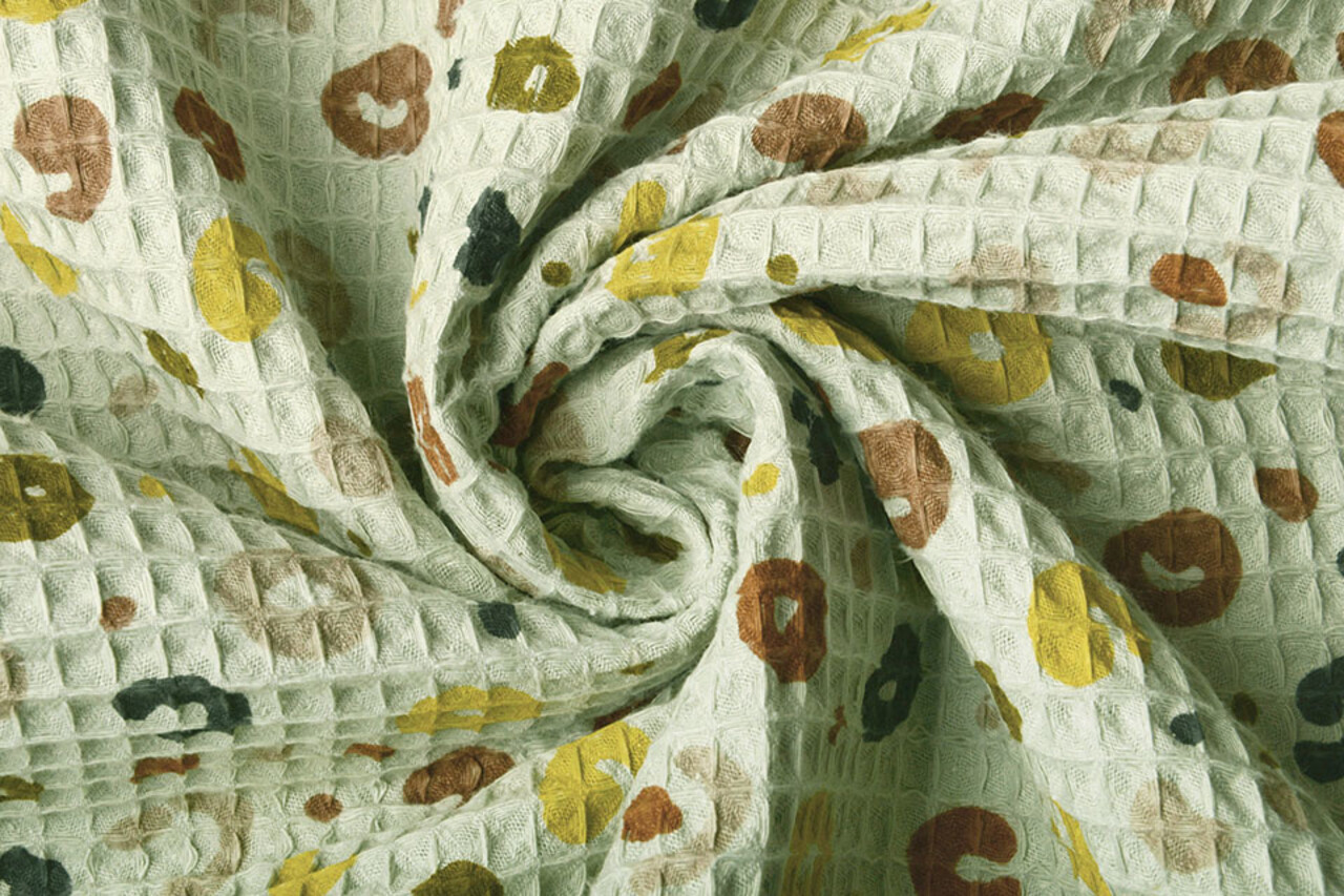 Oeko-Tex® Nid d’Abeille Guépard Ancien Menthe Oeko-Tex® Nid d’Abeille Guépard Ancien Menthe