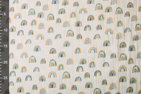 Oeko-Tex®  Double Gauze Fabric Rainbow Light Grey
