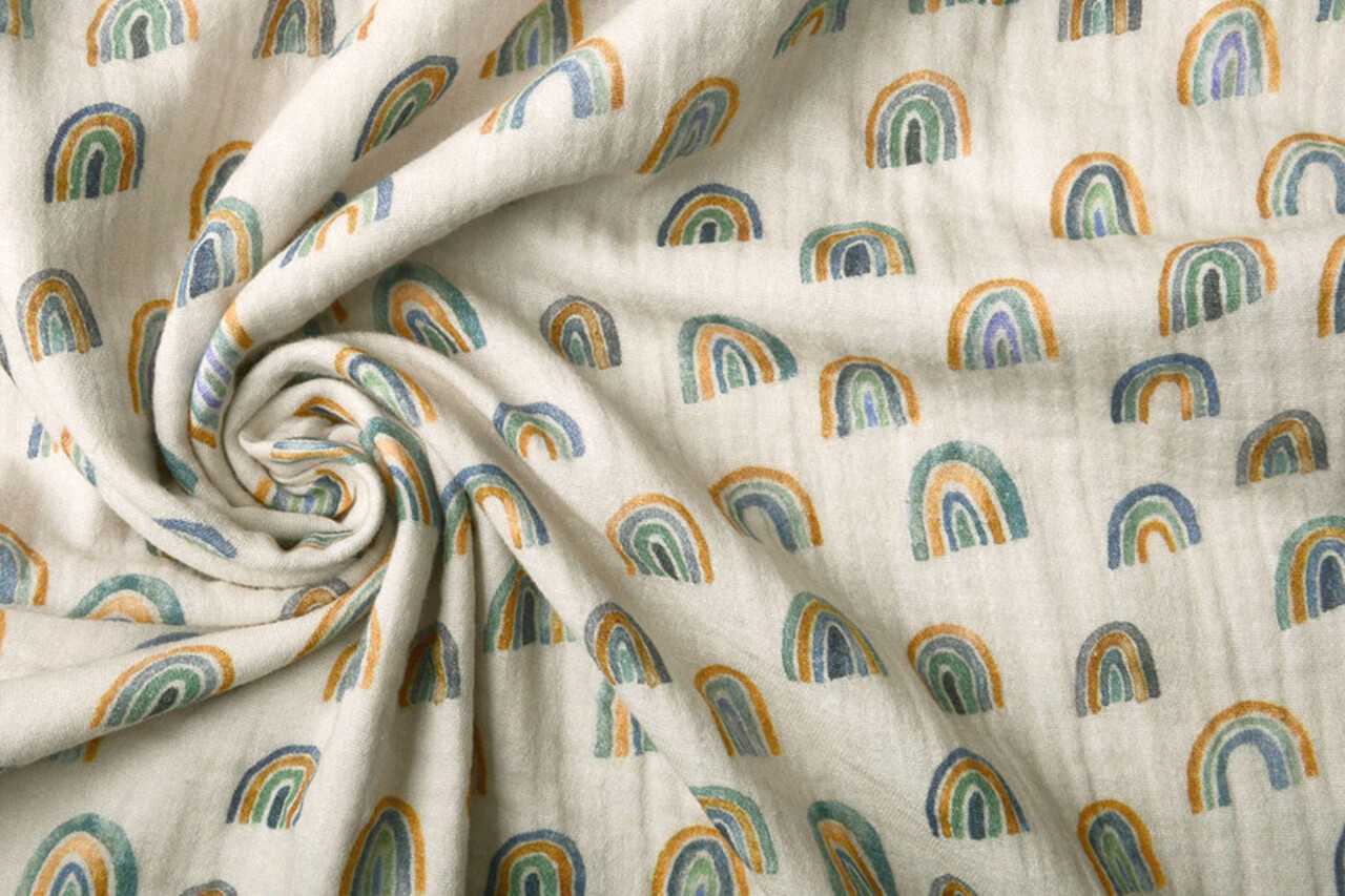 Oeko-Tex®  Tessuto di Mussola Arcobaleno Grigio Chiaro