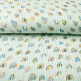 Oeko-Tex®  Hydrofiel Stof Regenboog Licht Blauw-Groen Oeko-Tex®  Hydrofiel Stof Regenboog Licht Blauw-Groen