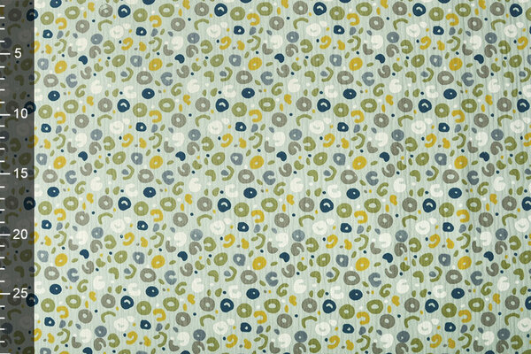 Oeko-Tex® Tela de Muselina Leopardo Claro Verde Antiguo Oeko-Tex® Tela de Muselina Leopardo Claro Verde Antiguo