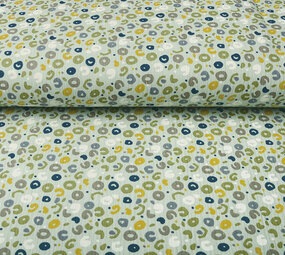 Oeko-Tex® Tessuto di Mussola Leopardo Verde Antico Chiaro Oeko-Tex® Tessuto di Mussola Leopardo Verde Antico Chiaro