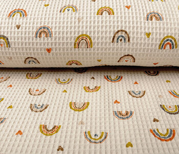 Oeko-Tex®  Waffle Rainbow with Hearts Beige