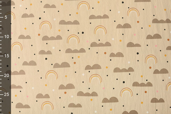 Oeko-Tex®  100% Gewaschene Baumwolle Regenbogenwolken Hell Sand