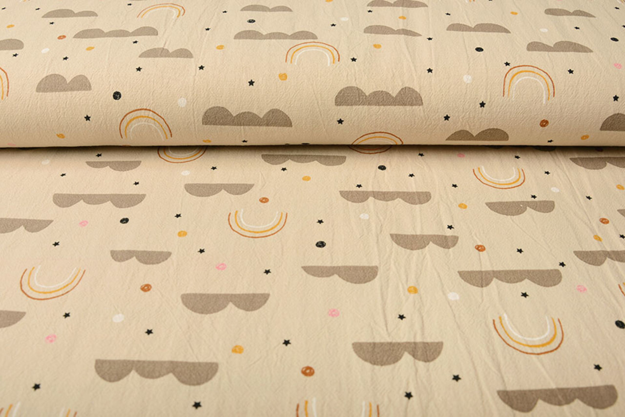 Oeko-Tex®  100% Gewaschene Baumwolle Regenbogenwolken Hell Sand