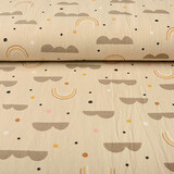 Oeko-Tex®  100% Gewaschene Baumwolle Regenbogenwolken Hell Sand Oeko-Tex®  100% Gewaschene Baumwolle Regenbogenwolken Hell Sand