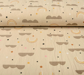 Oeko-Tex®  100% Gewaschene Baumwolle Regenbogenwolken Hell Sand Oeko-Tex®  100% Gewaschene Baumwolle Regenbogenwolken Hell Sand