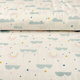 Oeko-Tex®  100% Gewassen Katoen Regenboog Wolkjes Creme Oeko-Tex®  100% Gewassen Katoen Regenboog Wolkjes Creme