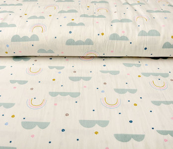 Oeko-Tex®  100% Gewaschene Baumwolle Regenbogenwolken Creme