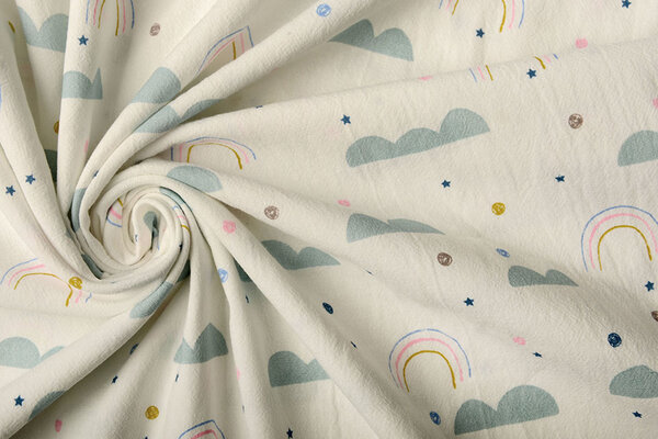 Oeko-Tex®  100% Gewaschene Baumwolle Regenbogenwolken Creme