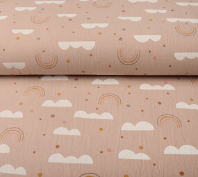 Oeko-Tex®  100% Gewaschene Baumwolle Regenbogenwolken Puderrosa Oeko-Tex®  100% Gewaschene Baumwolle Regenbogenwolken Puderrosa