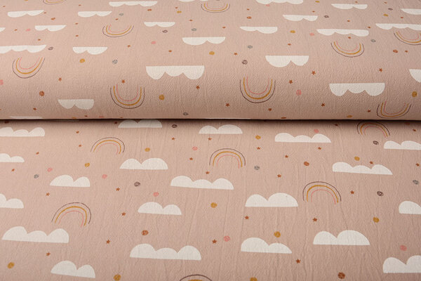 Oeko-Tex®  100% Gewaschene Baumwolle Regenbogenwolken Puderrosa Oeko-Tex®  100% Gewaschene Baumwolle Regenbogenwolken Puderrosa