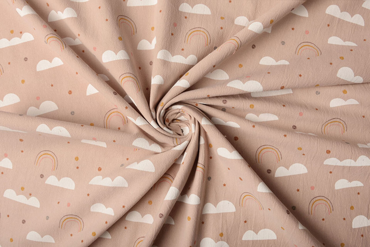Oeko-Tex®  100% Gewaschene Baumwolle Regenbogenwolken Puderrosa Oeko-Tex®  100% Gewaschene Baumwolle Regenbogenwolken Puderrosa