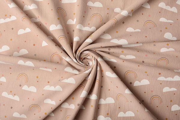 Oeko-Tex®  100% Gewaschene Baumwolle Regenbogenwolken Puderrosa Oeko-Tex®  100% Gewaschene Baumwolle Regenbogenwolken Puderrosa
