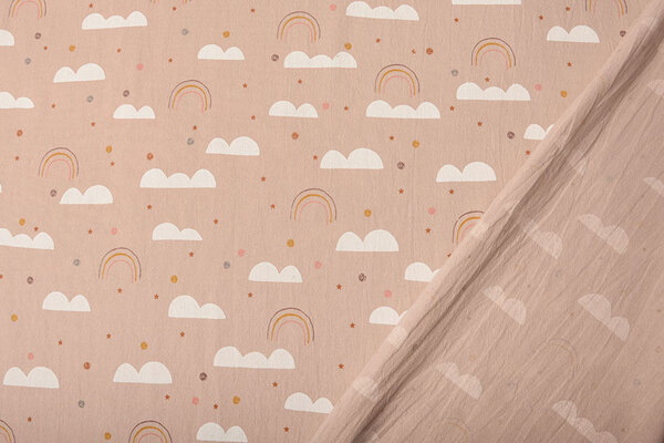 Oeko-Tex®  100% Gewaschene Baumwolle Regenbogenwolken Puderrosa Oeko-Tex®  100% Gewaschene Baumwolle Regenbogenwolken Puderrosa