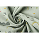 Oeko-Tex®  100% Gewassen Katoen Regenboog Wolkjes Licht Oud Groen